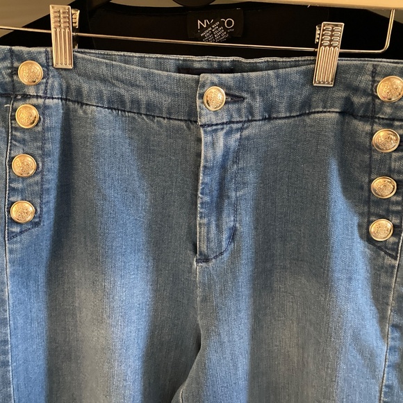 Charter Club Wide Leg Jeans with Nautical Button Detail - Picture 2 of 7